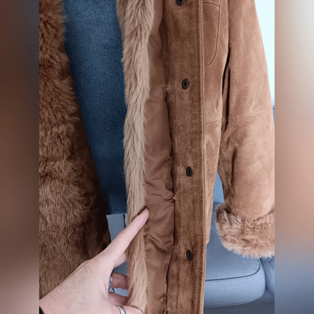 Vintage 90s Y2K Penny Lane Jacket Removable Fur Liner - Picture 9 of 16